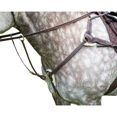 Catena In Pelle Per Cavallo Shires - Modello Blenheim, Misura Pony, Con Accessori In Acciaio Inox, Marrone Havana - 2