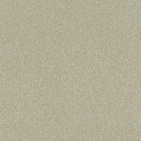 Salisbury Leaves Wallpaper Duck Egg/Gold Rasch 552348