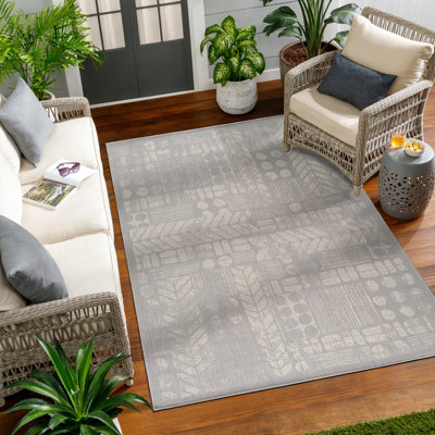 SALLY In- & Outdoor Modern Light Grey/Cream Area Rug 120 x 170 cm