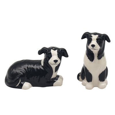 Salt & Pepper Set Collie Dog Shape Shaker Pots Animal Theme Ceramic Novelty Gift