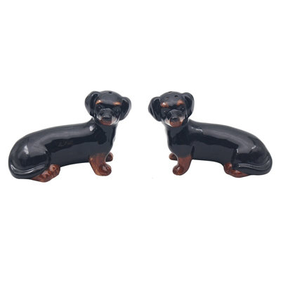 Salt & Pepper Set Dachshund Shape Shaker Pots Animal Theme Ceramic Novelty Gift