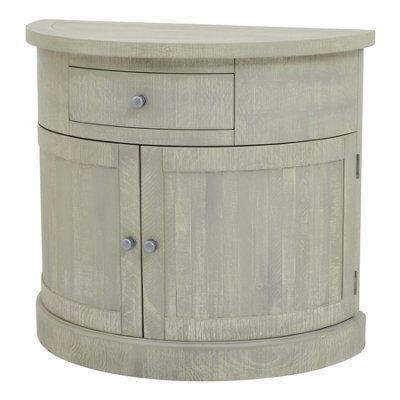 Saltaire Collection Half Moon 2 Door Cupboard With Drawer - Pine - L48 x W96 x H86 cm - Grey