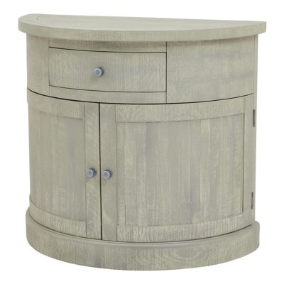 Saltaire Collection Half Moon 2 Door Cupboard With Drawer - Pine - L48 x W96 x H86 cm - Grey