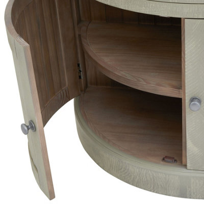 Saltaire Collection Half Moon 2 Door Cupboard With Drawer - Pine - L48 x W96 x H86 cm - Grey - 4