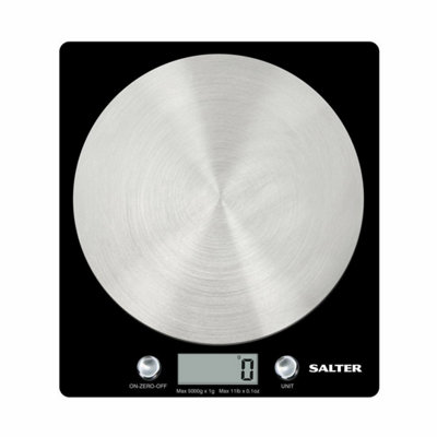 Salter 1036BKSSDR Digital Weighing Scales, LCD Display, Black/Silver