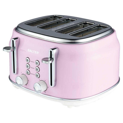 Salter 4 Slice Retro Toaster, Pink