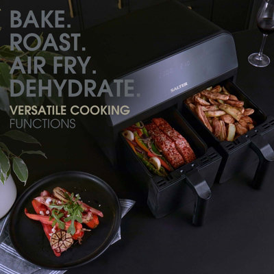 Salter Dual Sector Air Fryer XL 9L Family Size Dual NonStick Digital LED  Display