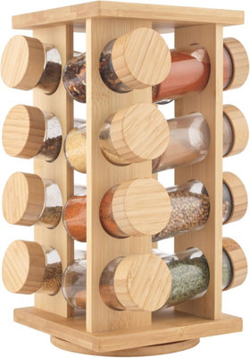 Salter BW12777EU7 Bamboo Spice Rack Rotating Rack, 16 Jars Included ...