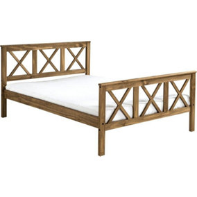 Salvador 4ft6 Double Bed High Foot End in Distressed Waxed Pine