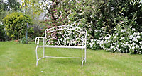 Salvora French Style Folding Metal Garden Bench,Antique White