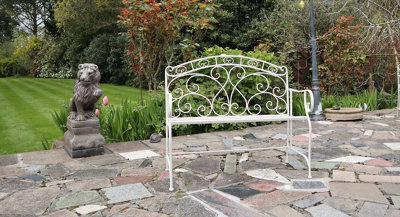 Salvora French Style Folding Metal Garden Bench Antique White