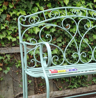 Sage green deals metal garden bench