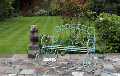 Salvora Outdoor Metal Rocking Chair/Garden Bench,Distressed Sage Green