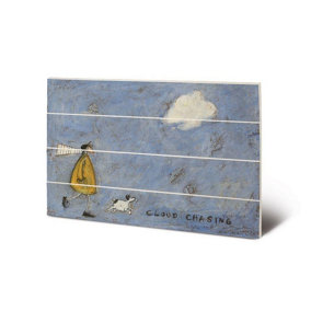 Sam Toft Cloud Chasing Wood Small Plaque Blue/White/Yellow (59cm x 40cm)