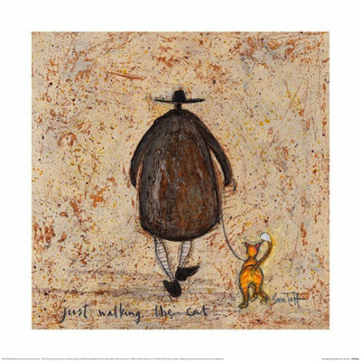 Sam Toft Just Walking The Cat Wall Art Cream/Brown (40cm x 40cm) | DIY ...