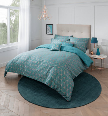 Samantha Faiers Home Caspia Deco Double Duvet Cover Set with Pillowcases - Teal