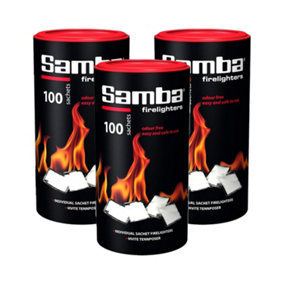 Samba Firestarters Odourless Easy Light Long Burn BBQ Oven Stove Fireplace Firelighters 300 Pieces