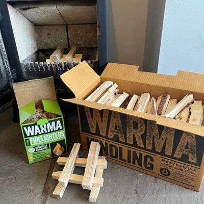 Samba Firestarters & Warma Kiln Dried Easy Light Kindling Sticks Firelighters Bundle - 9