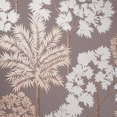 Sample of Acacia Tree Wallpaper Charcoal, Copper (53 x 30cm)