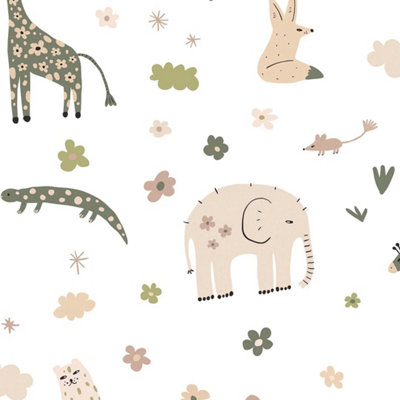 Sample of Animal Kingdom Wallpaper Pale Pastels (53 x 30cm)