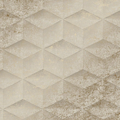 Sample of Architectural Concrete Wallpaper Beige and Gold (53 x 30cm)
