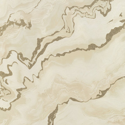 Sample of Aurelian Marble Wallpaper in Cream & Gold