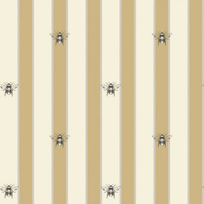 Sample of Bee Happy Wallpaper in Golden Honey