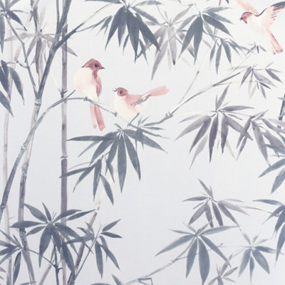 Sample of Birds & Bamboo Wallpaper In Grey