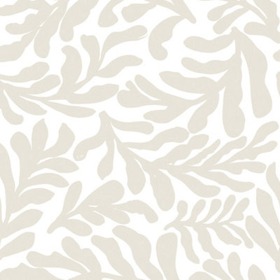 Sample of Coral Leaf Wallpaper in Almond Latte