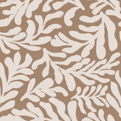 Sample of Coral Leaf Wallpaper in Mocha