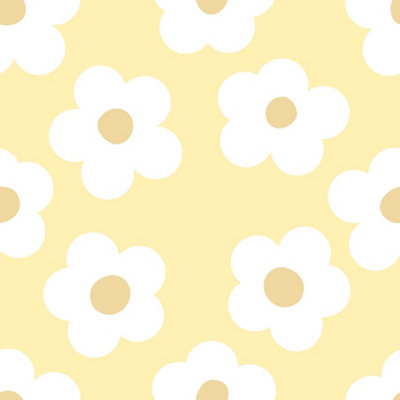 Sample of Ditsy Daisy Wallpaper in Lemon Yellow