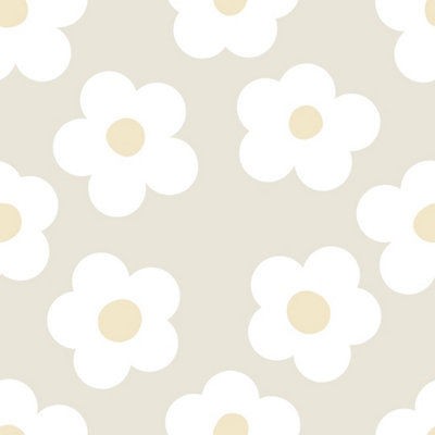 Sample of Ditsy Daisy Wallpaper in Stone