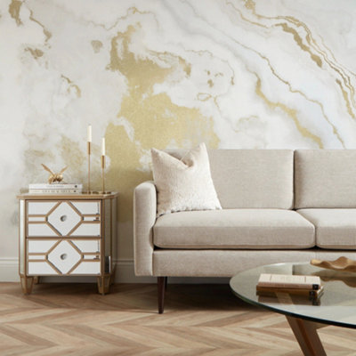 Sample of Golden Agate Marble Mural in natural with gold effect