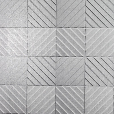 Sample of Hotel Tile wallpaper in Grey (53 x 30cm)
