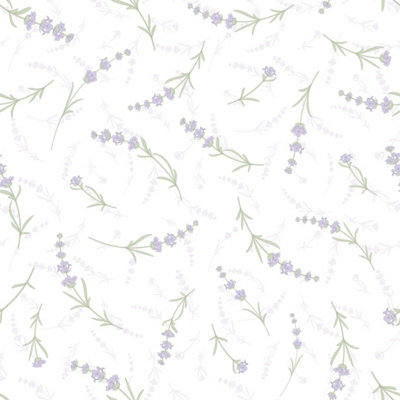 Sample of Lavender Cascade Wallpaper in White