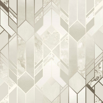 Sample of Liquid Marble Geometric Wallpaper Cream (53 x 30cm)