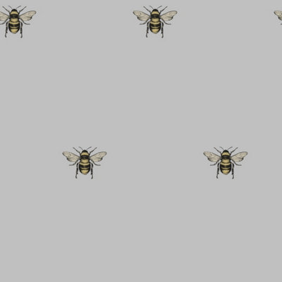 Sample of Luxe Bee wallpaper in grey (53 x 30cm)