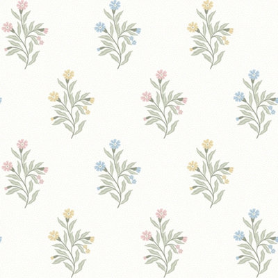 Sample of Meadow Flower Wallpaper in Pastels