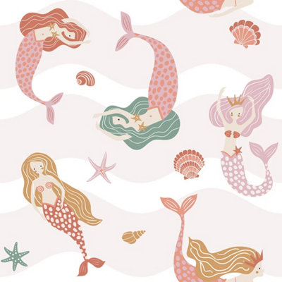 Sample of Mermaid Friends Wallpaper Pink (53 x 30cm)
