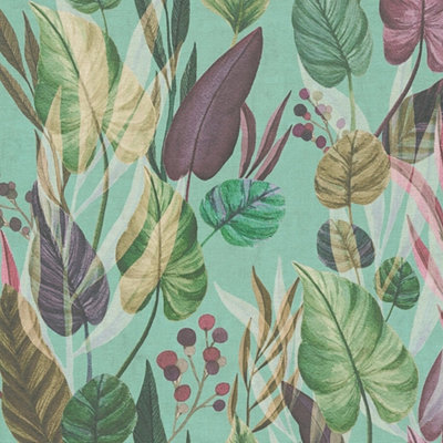 Sample of Nature's Embrace Wallpaper in Aqua