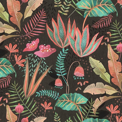Sample of Psychedelic Jungle Wallpper in Brights on Charcoal