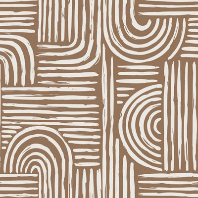 Sample of Raffia Curves Wallpaper in Mocha