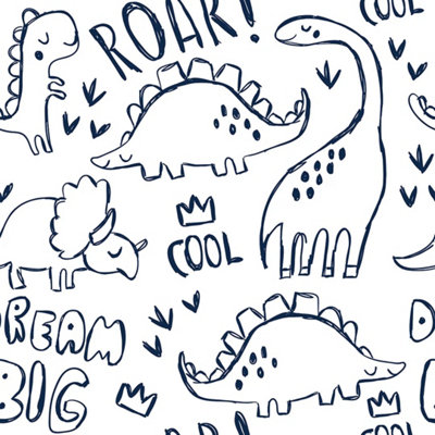 Sample of Roarsome Wallpaper In Navy And White