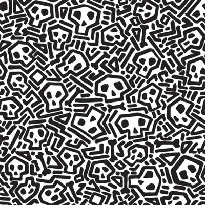 Sample of Skater Skull Wallpaper in Black and White