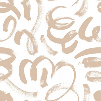 Sample of Squiggle Wallpaper In White And Beige