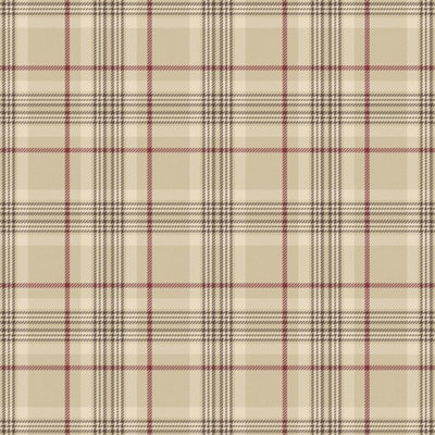Sample of Traditional Check Wallpaper In Beige And Red