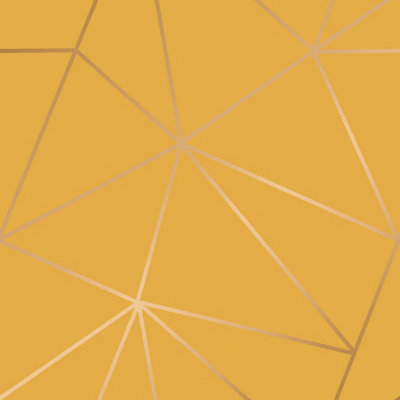 Sample of Zara Metallic Geometric Wallpaper Mustard Gold