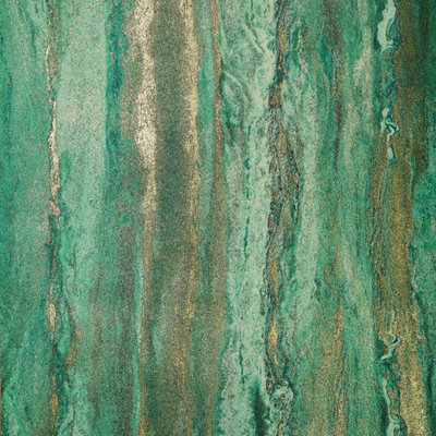 Sample of Zurich Metallic Wallpaper in Emerald and Metallic Gold