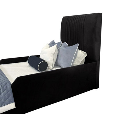 Samsun Kids Bed Plush Velvet with Safety Siderails- Black