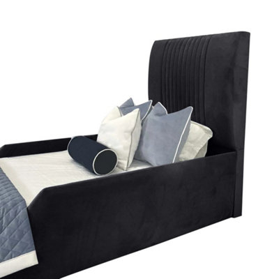 Samsun Kids Bed Plush Velvet with Safety Siderails- Steel